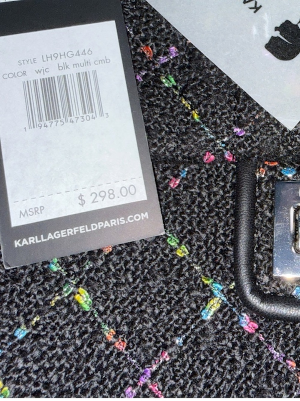 NWT Karl Lagerfeld Paris Agyness Tweed Shoulder Bag (Style LH9HG446)